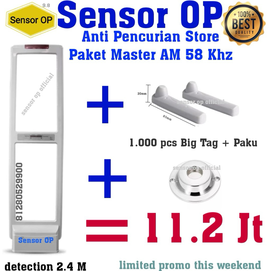 Sensor OP Alarm Butik Anti Pencurian Toko Baju Paketan Master AM  1000 pcs tag pin dan  pelepas