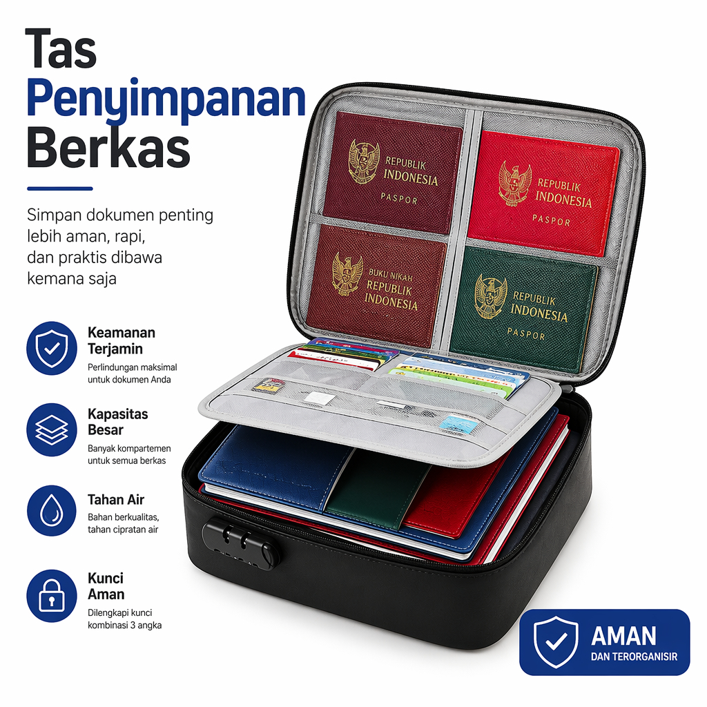 Tas Dokumen Anti Air Password Travel Bag File Penting