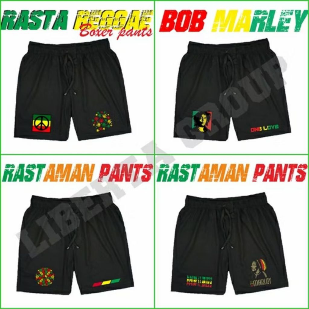 Celana Pendek Reggae RASTAFARA Bob Marley Black