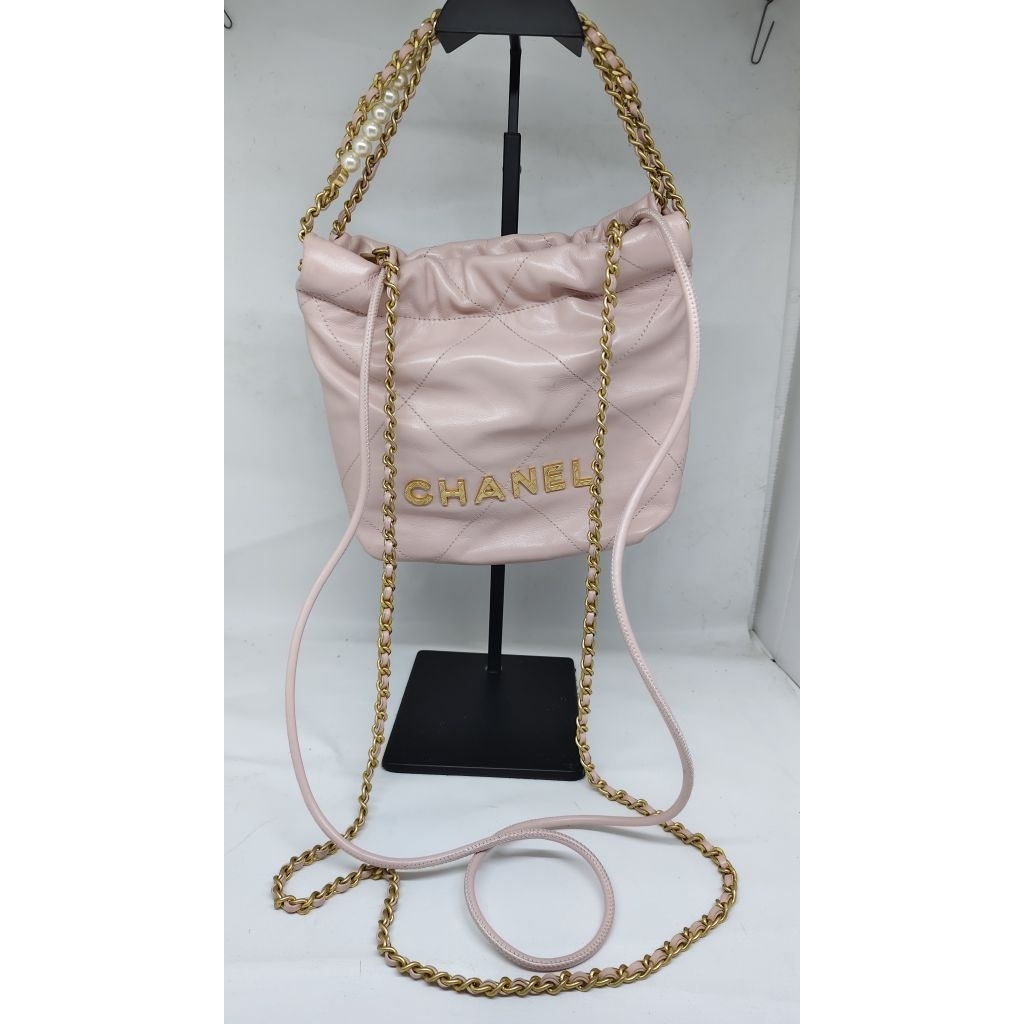 tas chanel 22 pearl mini baby pink