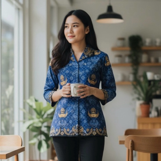 Batik Sutra Putih - Seragam Batik PNS Wanita KORPRI