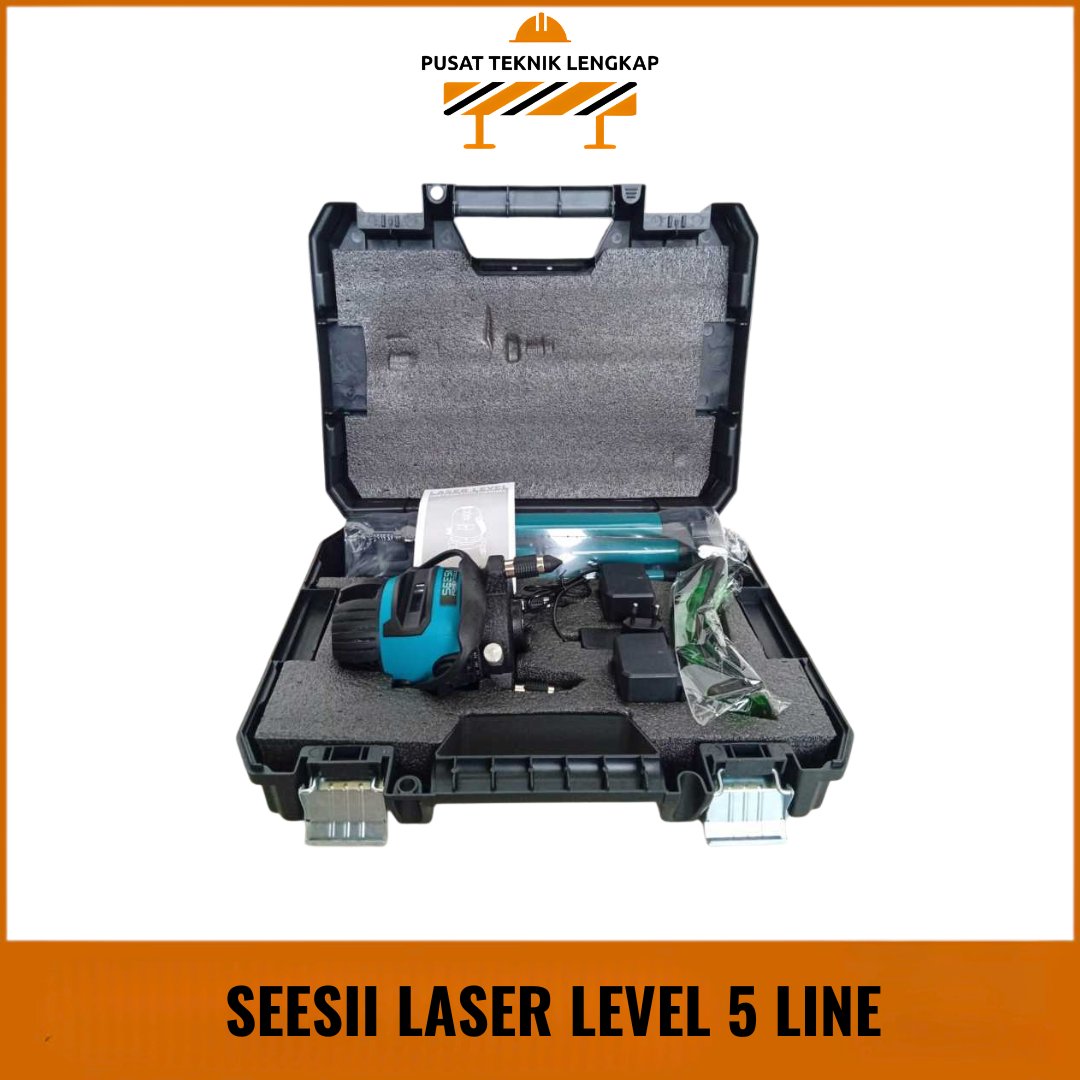 Seesii Laser Level 5 Line Self Leveling Set Lengkap Tiang Penyangga