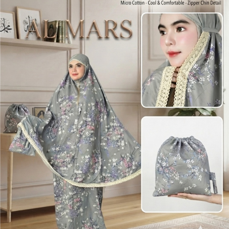 AL MARS-mukena katun mikro motip dewasa renda 2in1 nyaman elegan mewah dan praktis