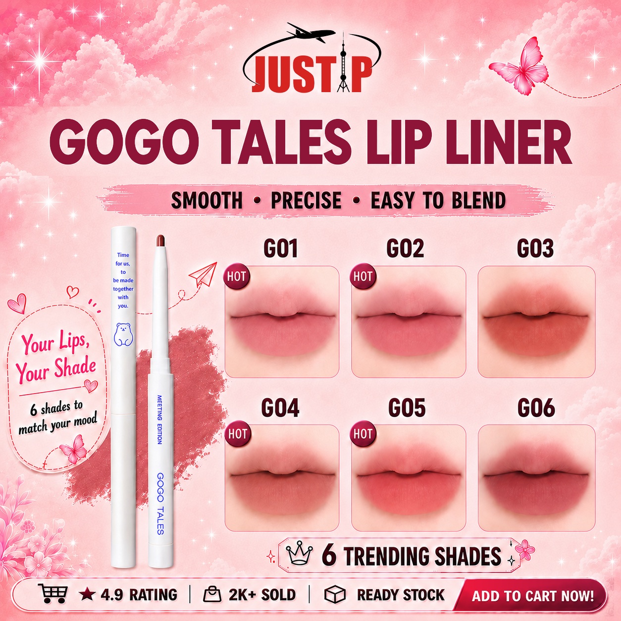 (READY ORI) Gogo Tales Lip Liner Gogo Tales Velvet Fog Lip Liner Gogo Tales Pensil Bibir Gogo Tales 