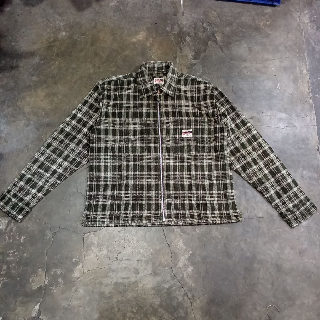 Work Jacket Corduroy Double Pocket Green Floral