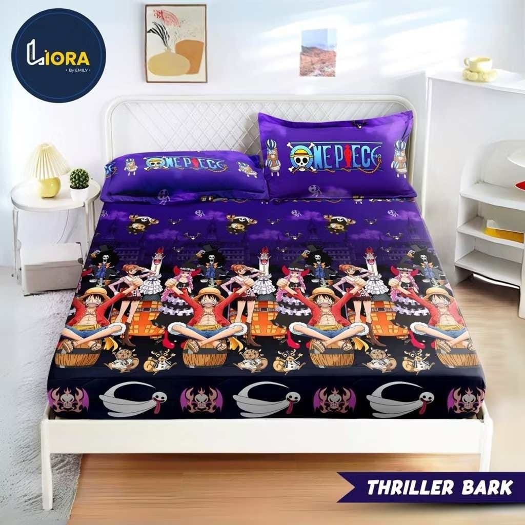 SPREI KARET KATUN PREMIUM 90/100/120/140/160/180/200 MOTIF anime one piece thriller bark