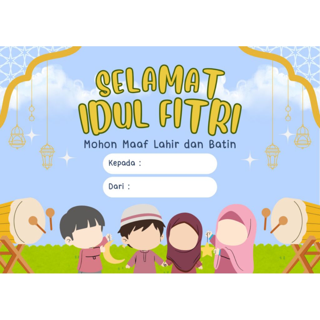 KARTU UCAPAN IDUL FITRI/KARTU UCAPAN LEBARAN/KARTU UCAPAN HARI RAYA/STIKER UCAPAN HARI RAYA/STIKER U