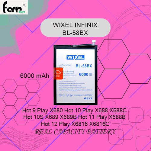 WIXEL BATRE Double Power Handphone Ori BL-58BX For Infinix Hot 9 Play X680 Hot 10 Play X688 X688C Ho