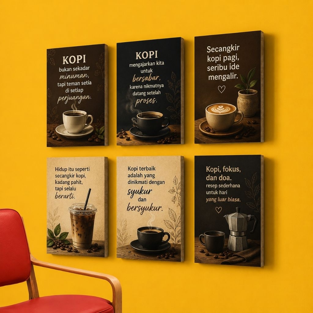 Pajangan Dinding Cafe Kopi Poster Quotes Kopi Vintage Dekorasi Rumah dan Warung