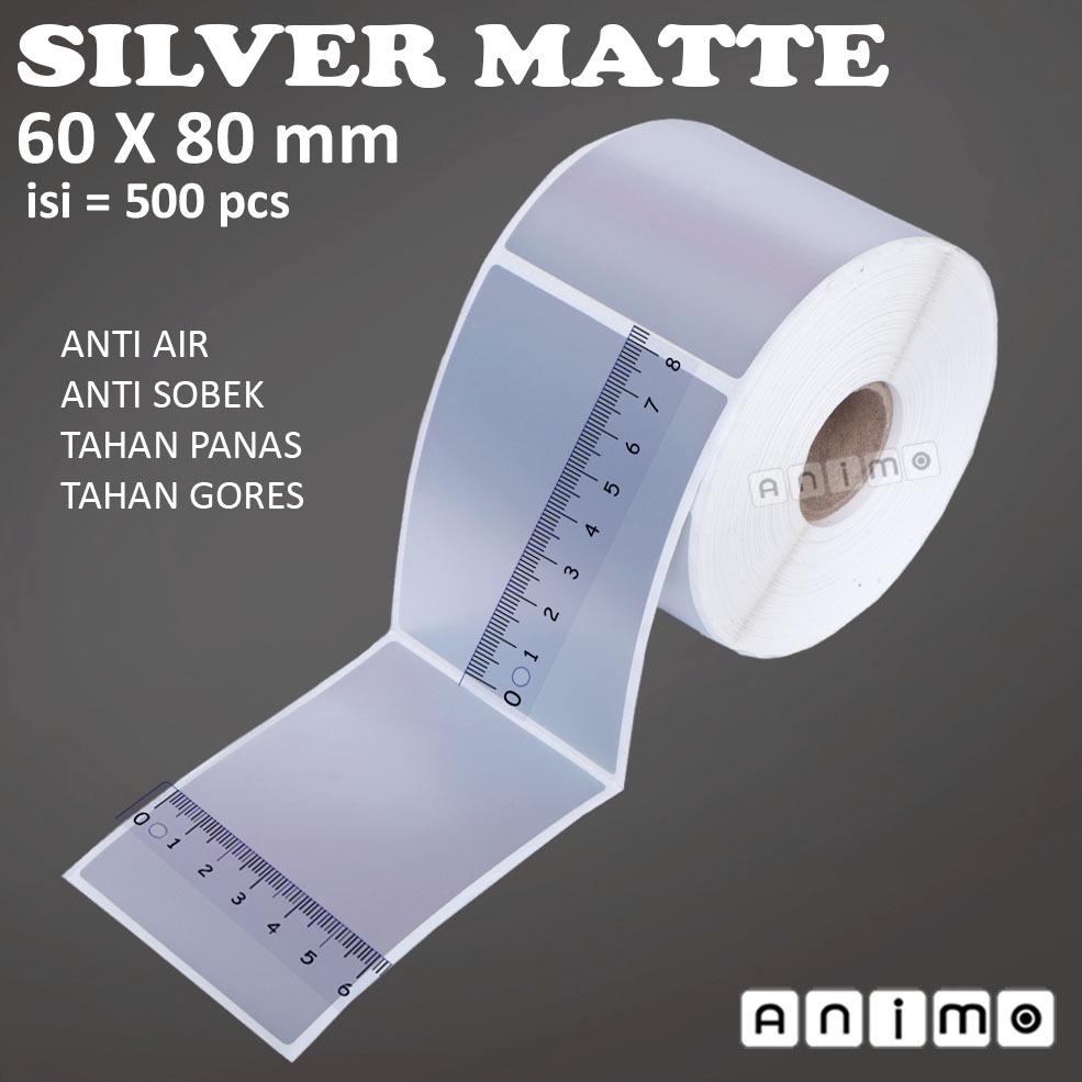 LABEL SILVER MATTE 60 X 80 MM 500 pcs - Label Silver Matte 60x80mm - Silver Matte 6x8 CM