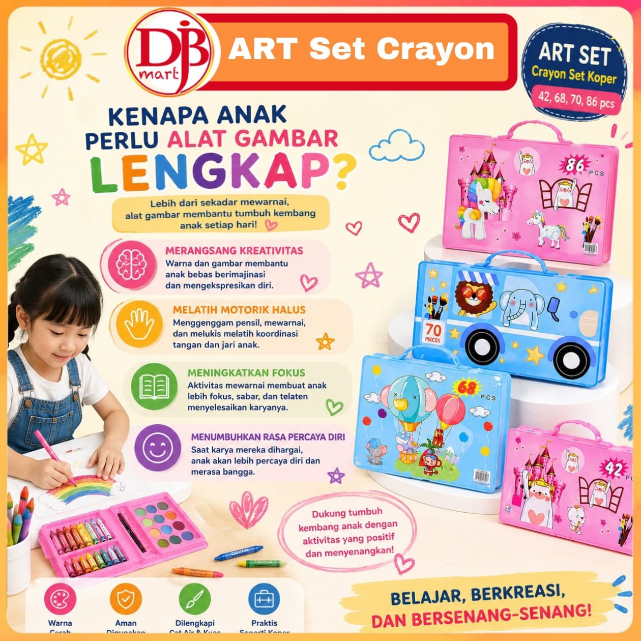 Art Set | Crayon Set Koper | Crayon | Krayon Anak TK | Stationery Set - DJB