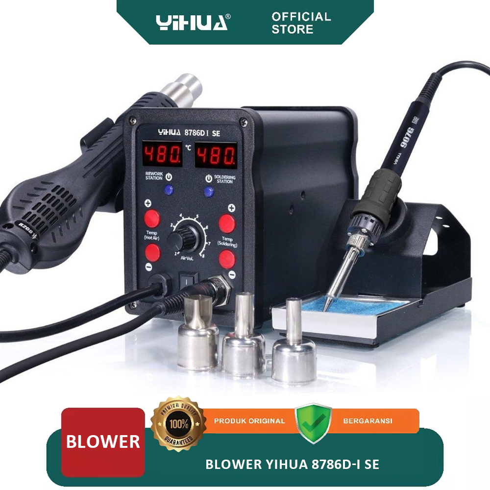 Solder Uap Yihua 8786D-I - Hot Air Rework Station dengan Soldering Iron