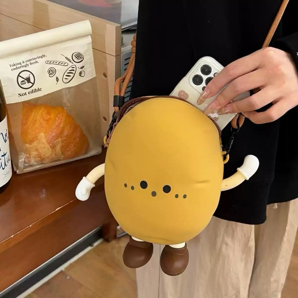 Tas Karakter Vegan Sayur | Q Uncle Bag | Phone Bag dan Mini Pouch | Tas HP dan Pouch Karakter Lucu