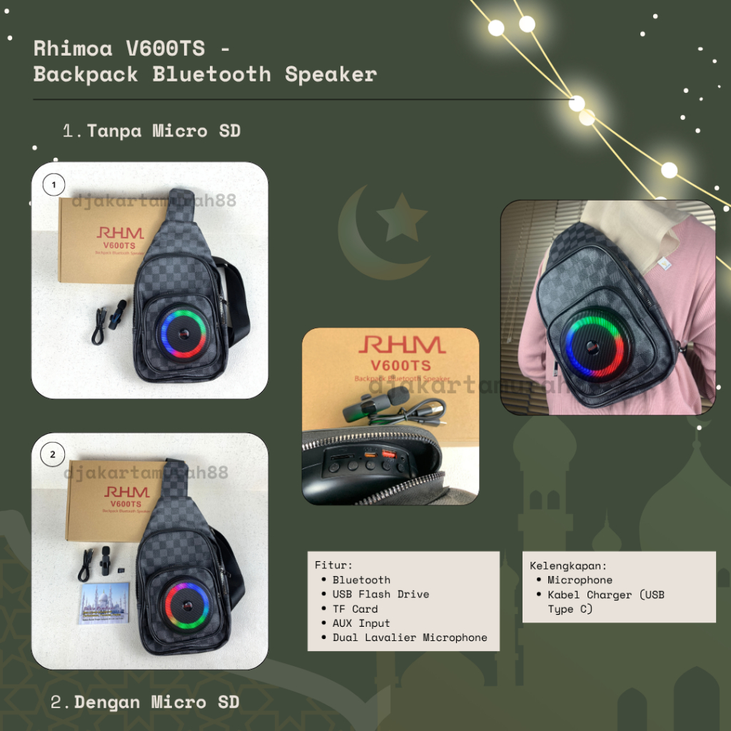 Backpack Tas Bluetooth Speaker Rhimoa RHM V600TS