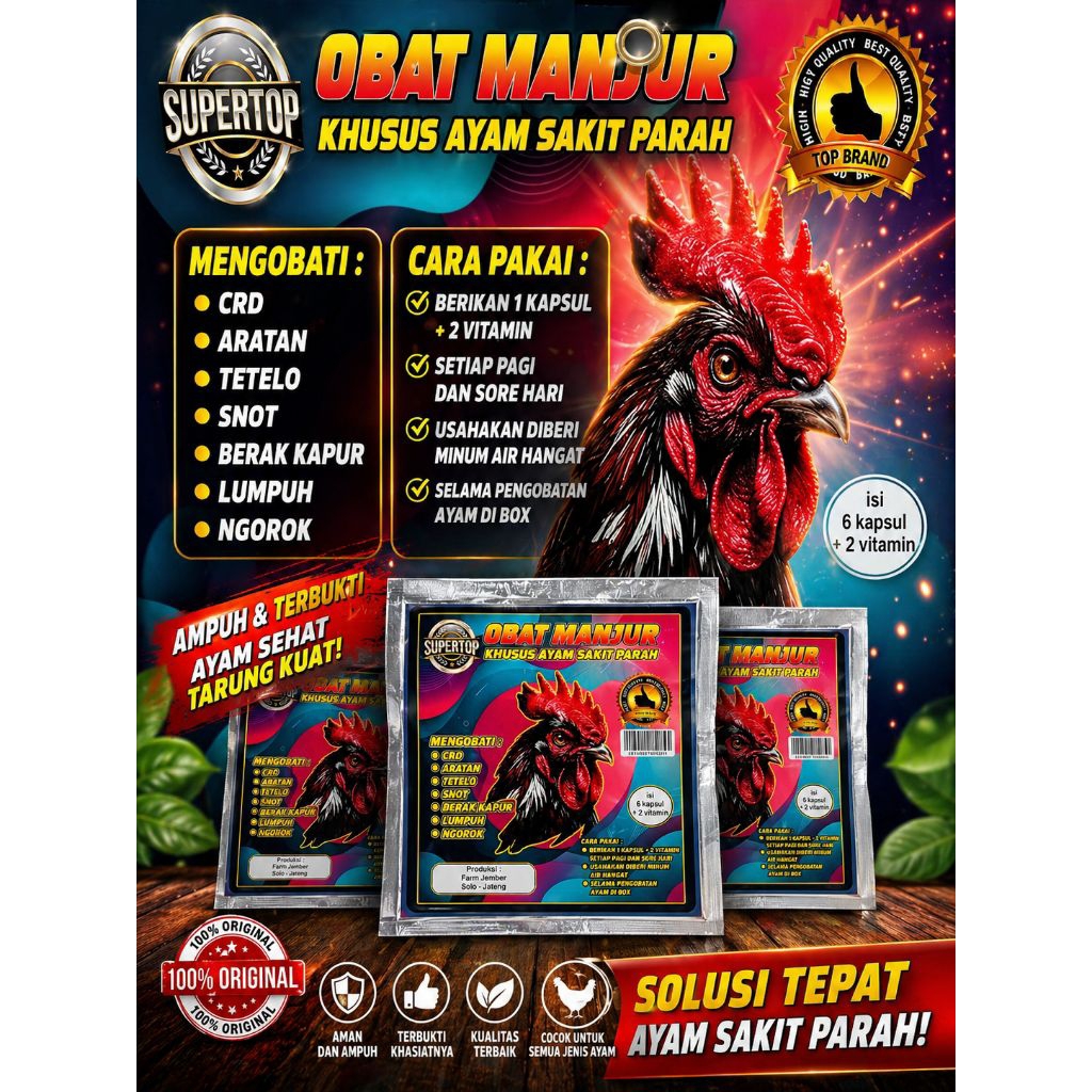 SUPER TOP Obat Manjur khusus untuk Ayam sakit parah seperti CRD, Aratan, & ngorok