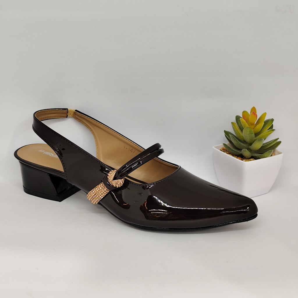NewYordan Sepatu Heels Wanita Purple RA 147 Coklat - Slingback Heel - Elegan & Nyaman