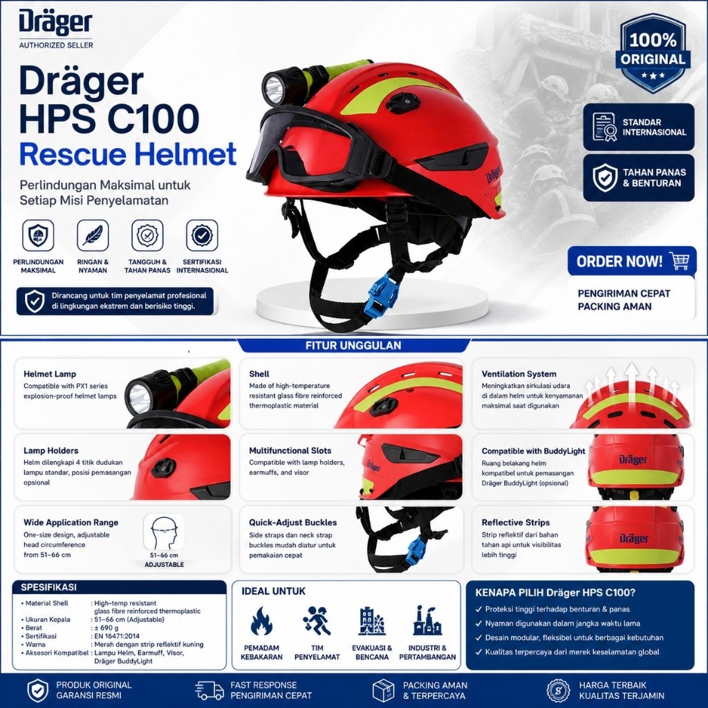 Helm Pemadam Drager HPS-C 100 Rescue Helmet Fire Fighter