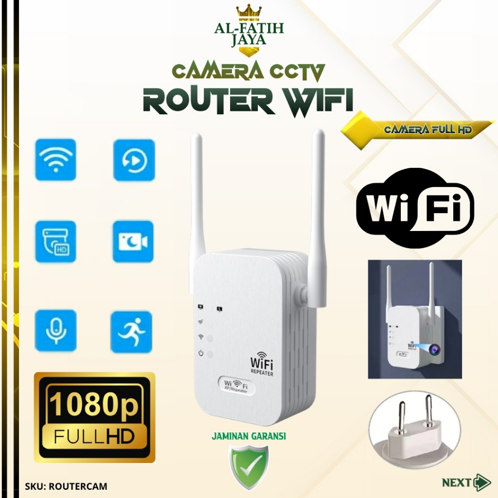 ALFATIHJAYA ROUTERCAM IP Kamera Hidden CCTV Router WiFi Wireless 1080P  HD Smart Camera Spy Cam Pere