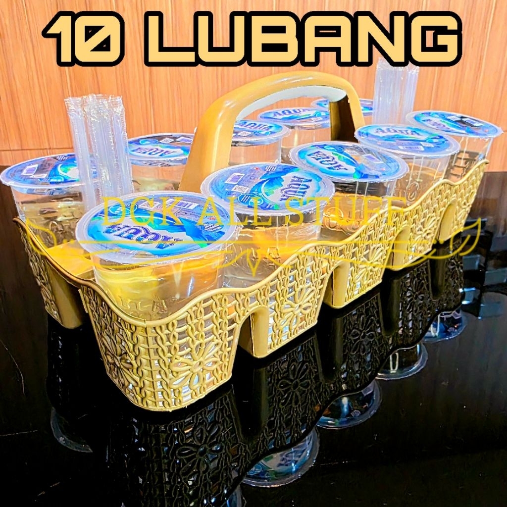 Keranjang Rak Tempat Wadah Aqua Cup Gelas Cangkir Air Mineral Minuman Tenteng Jinjing Bergagang Gaga