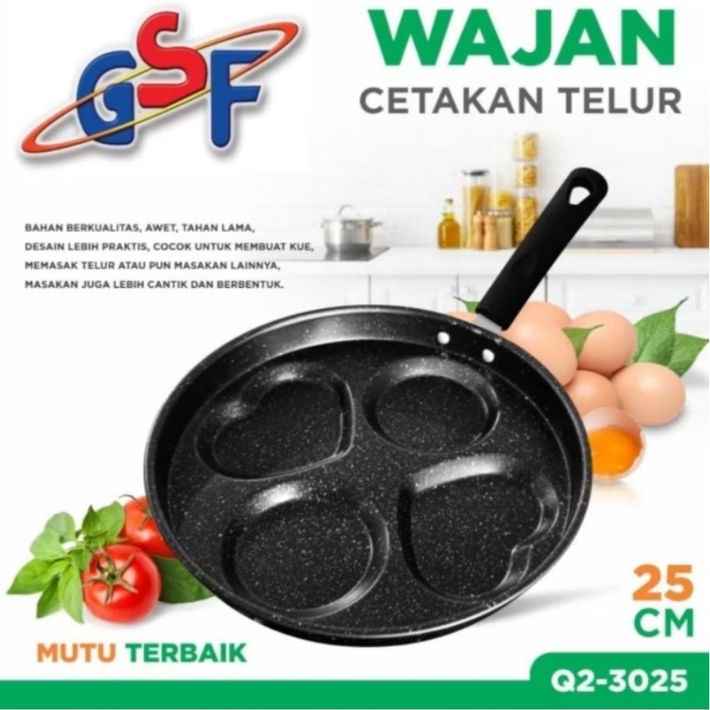 Wajan kuali penggorengan cetakan telur mata sapi 4 lubang/cetakan telur mata sapi 4 lubang