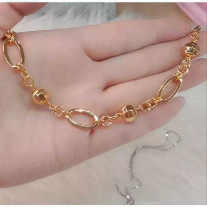 Gelang Tangan Titanium Rantai Oval Berkilau
