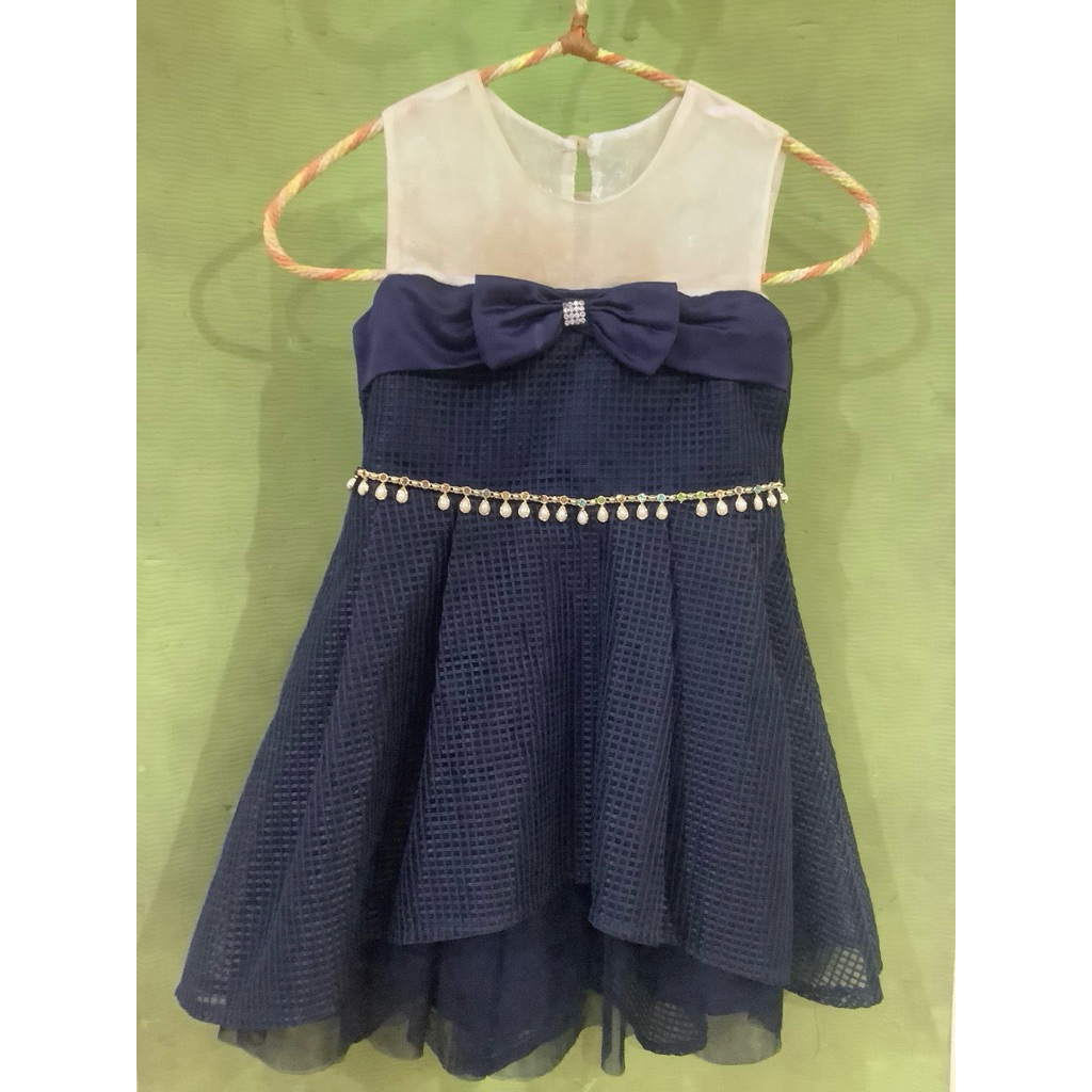Baju dress gaun Donita biru dongker / anak perempuan