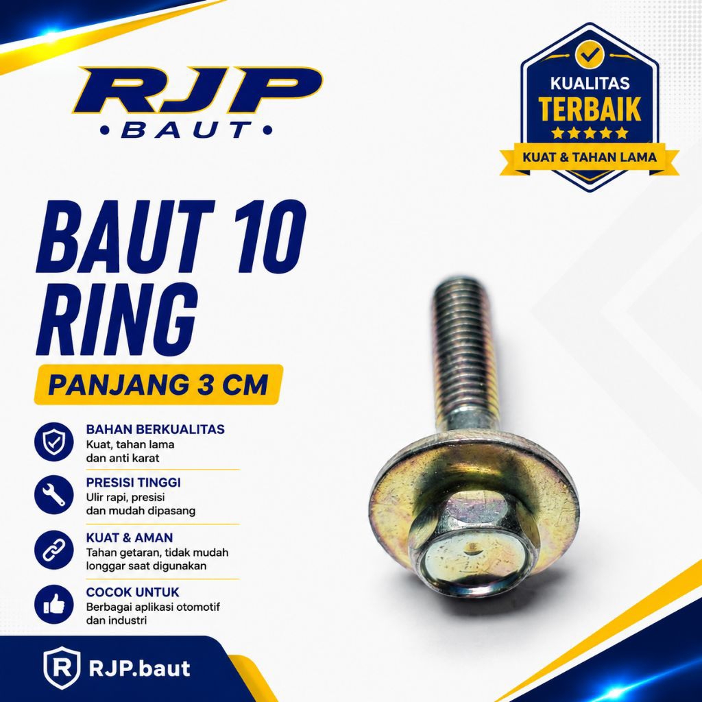 Baut 10 ring panjang 3cm ori