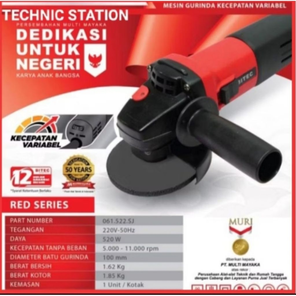 BITEC   mesin gerinda tangan listrik 4 inch BITEC  GM R4600 - NC