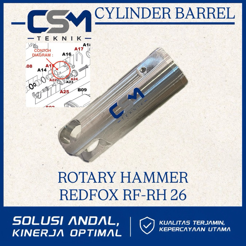 CYLINDER BARREL ROTARY HAMMER DRILL REDFOX RF-RH 26 SELONGSONG BOR BOBOK SDS+ REDFOX RF RH 26