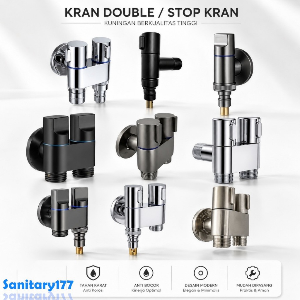 Kran air cabang Mini double Mn-keran air shower 1/2 inch sambungan mesin cuci wudhu kecil mungil ceb