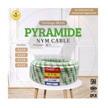 Kabel Listrik NYM 2x1.5 Tembaga Tunggal Putih @50Y @45m PYRAMIDE