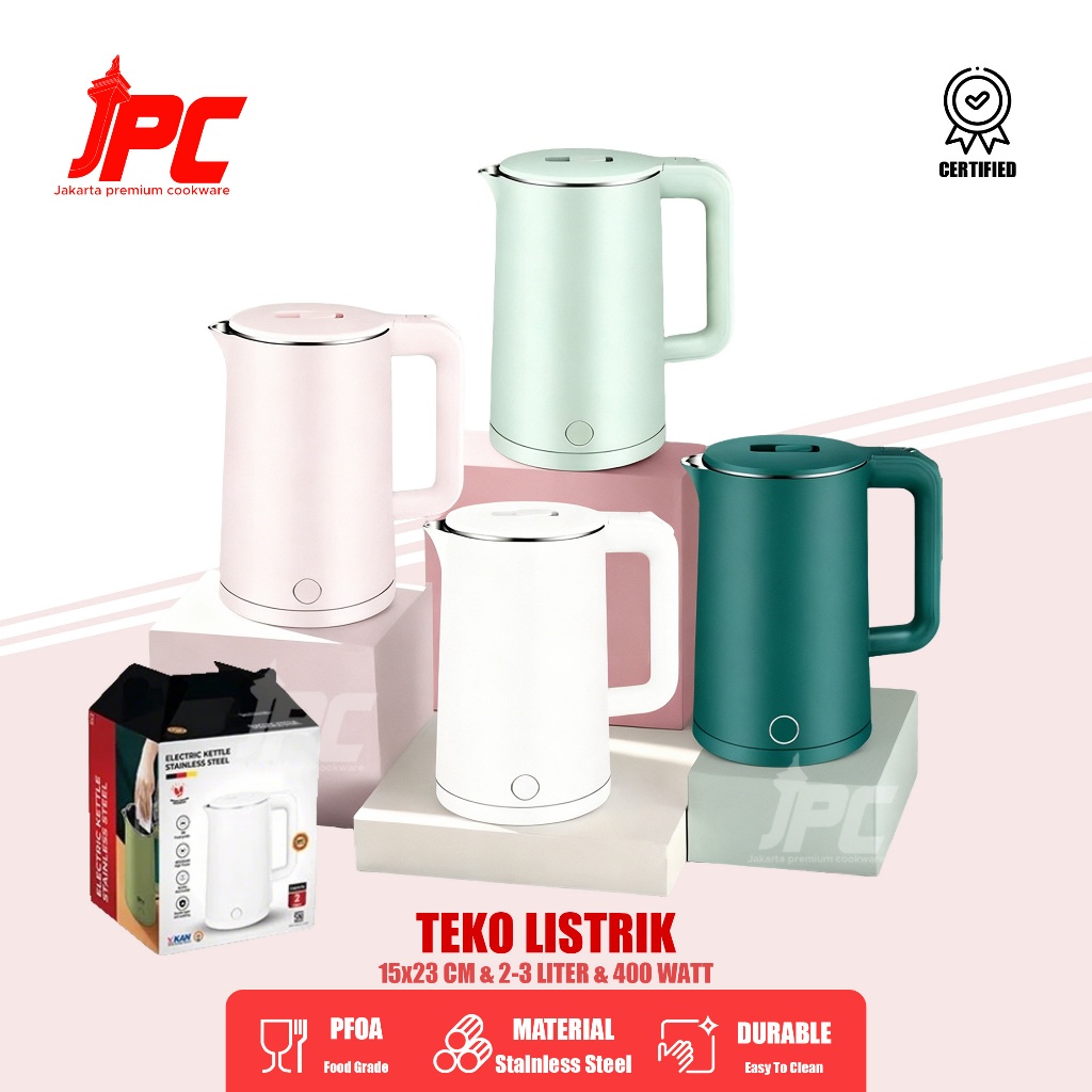 JPC Ketel Listrik Otomatis 400W 2L/Pemanas Air Ketel Listrik Suara Ketel Air Mendidih Ketel Listrik 