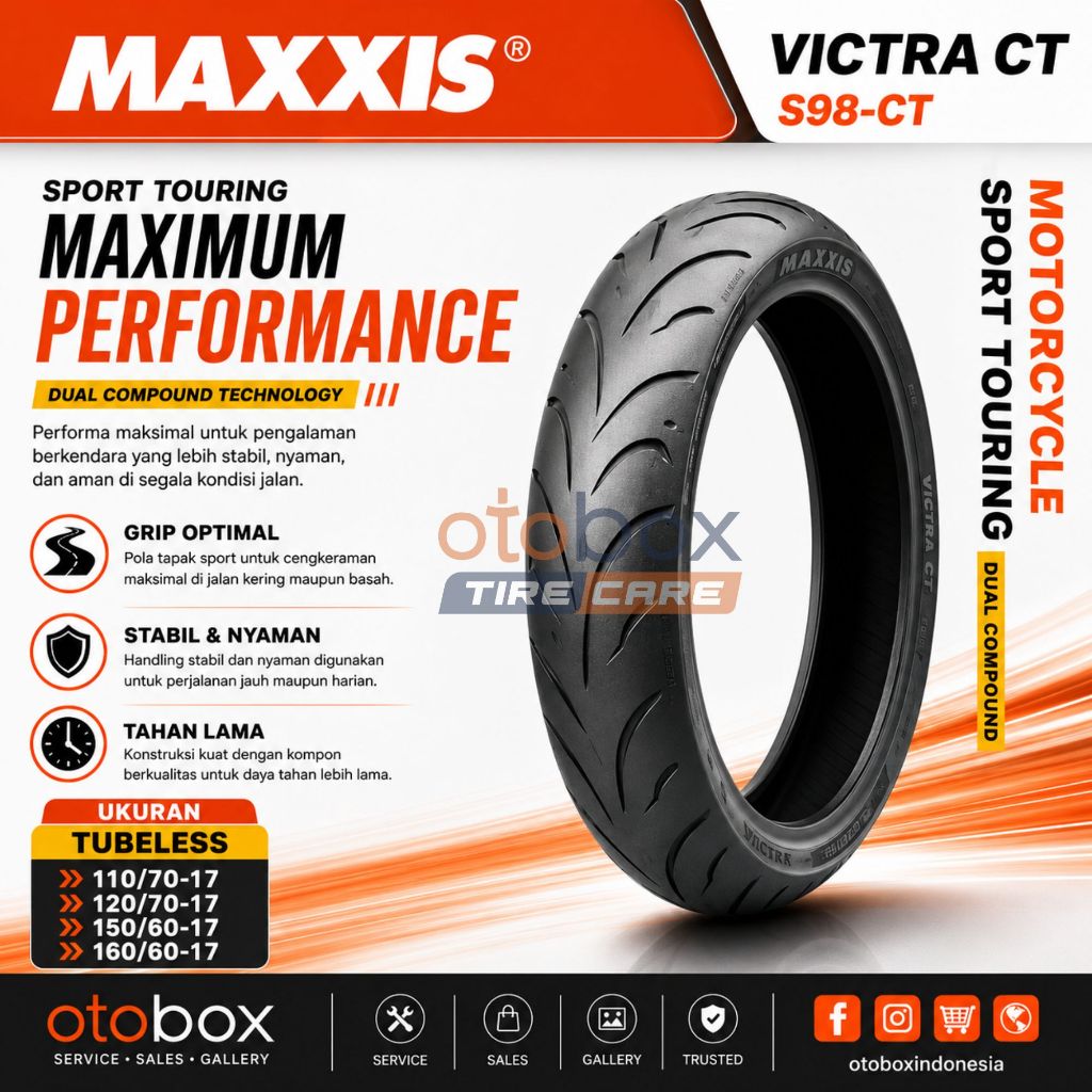 Ban Luar Motor Maxxis Victra S98CT Tubeless Ring 17 Ukuran 110/70 120/70 150/60 160/60 ban motor rin