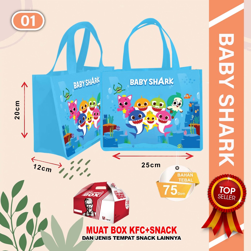 Tas Goodie Bag Ultah Tema Baby Shark Murah Lucu