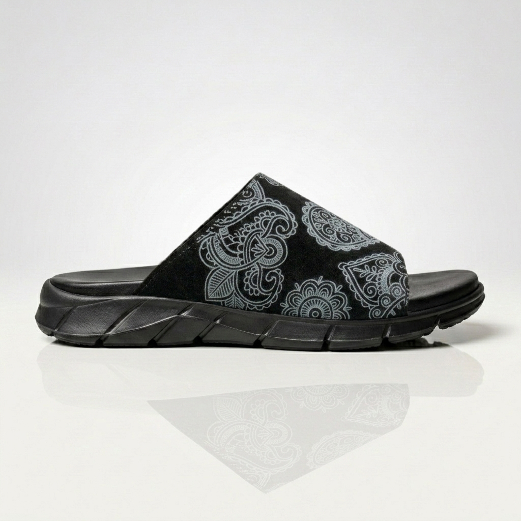 Bern Black Paisley Lite Sole Runo Project - Sandal Traveling Pria Slides Ringan Anti Slip Nongkrong
