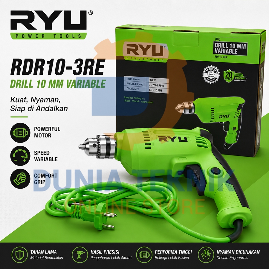 Mesin Bor RYU RDR10-3RE / Mesin Bor 10mm RYU RDR 10 3 RE