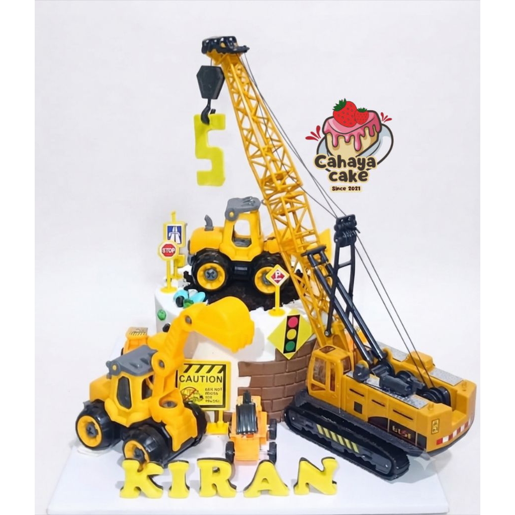 Escavator Custom Cake/ Kue Ulang Tahun Mobil Kontruksi/ Custom Cake