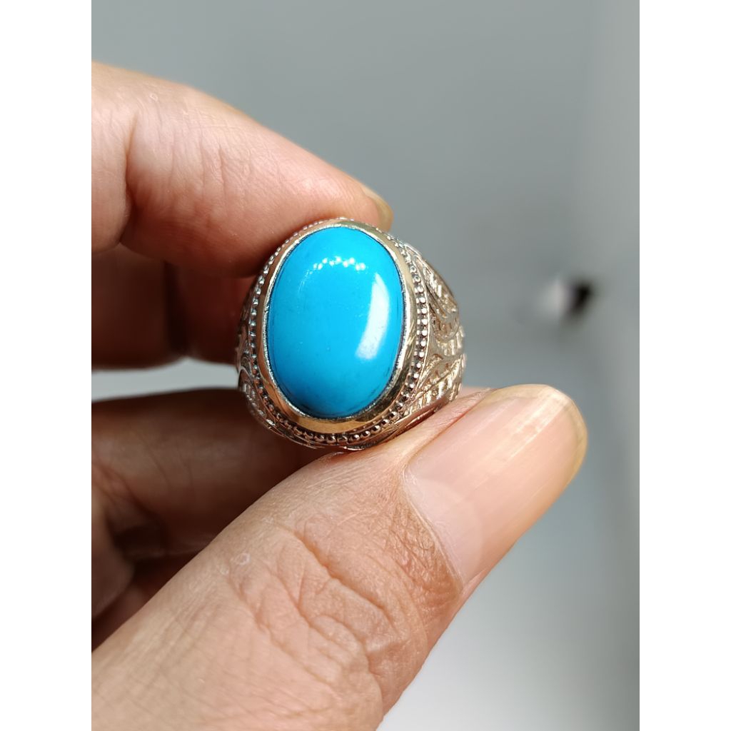 CINCIN BATU PIRUS MESIR BIRU POLOS LAWASAN NATURAL A1