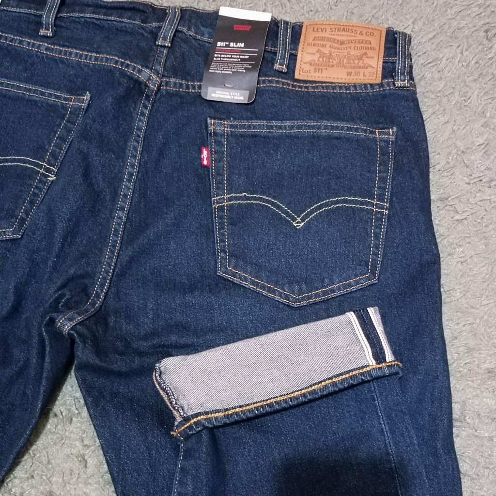 Celana jeans levis 511 slim selvedge denim dark blue wash BNWT original resmi murah