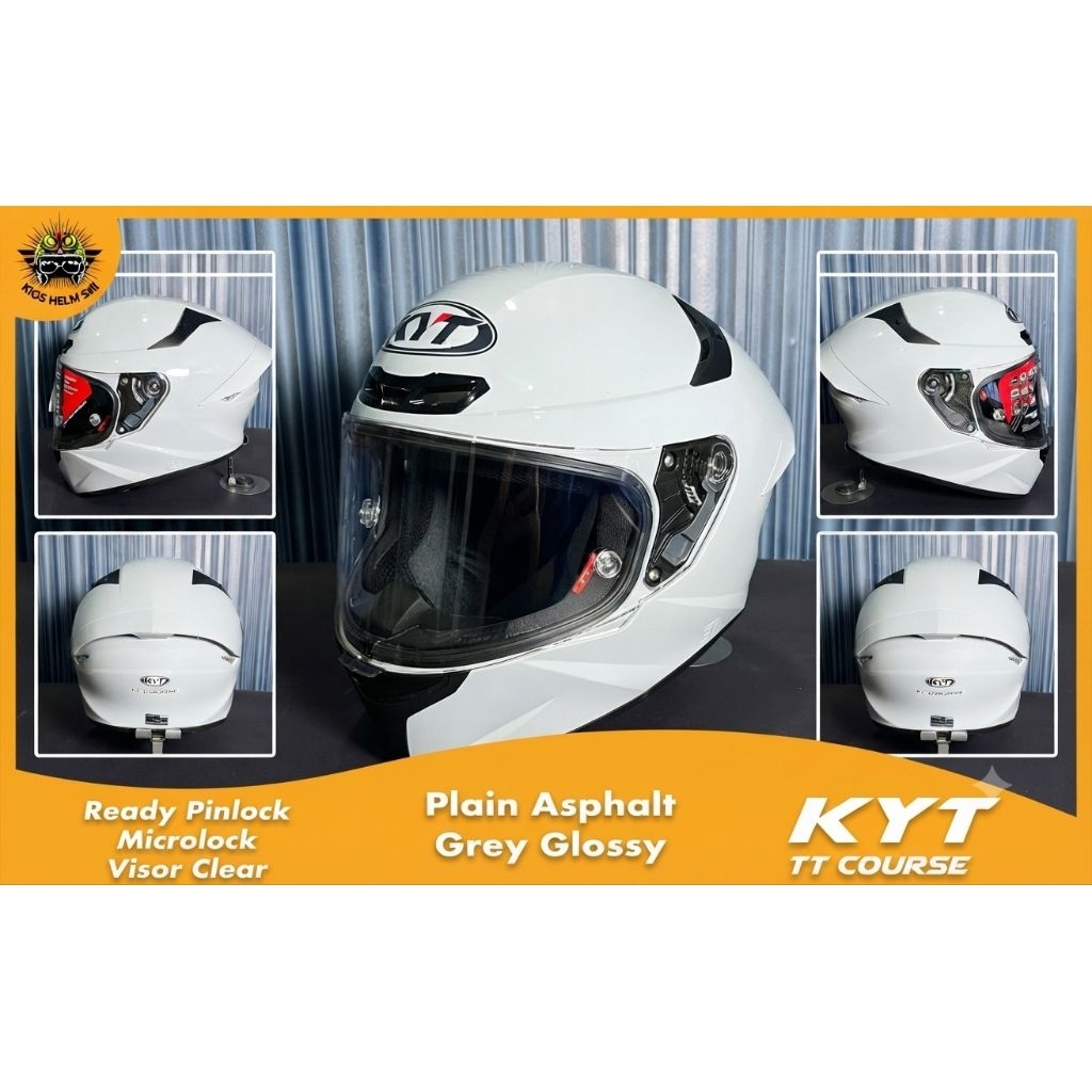 Helm KYT TT COURSE - TTC Original SNI DOT Full Face Single Visor DD Ring Asphalt Grey