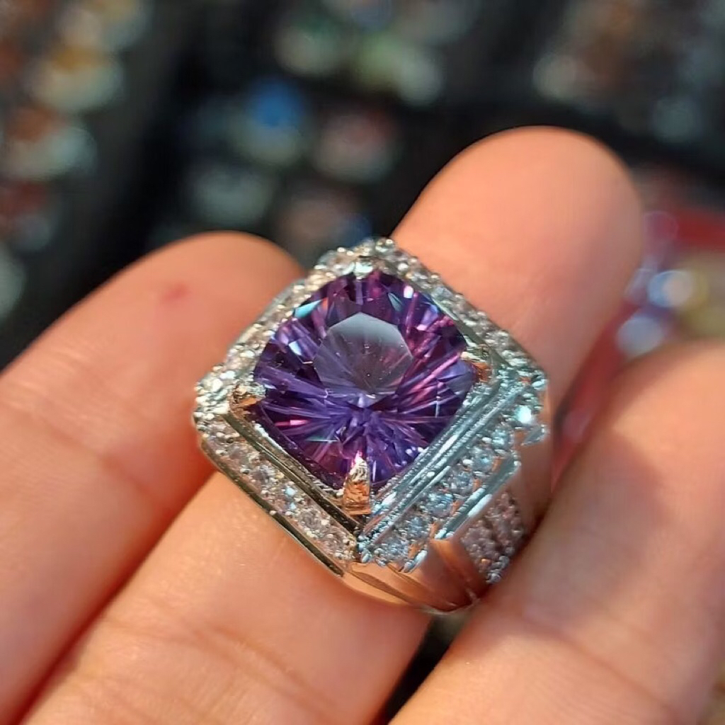 Batu Cincin AMETHYST CUTTING CUSTOM ASLI NATURAL SIAP PAKAI