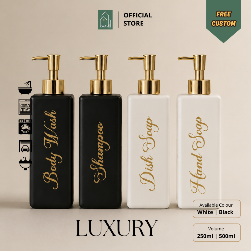 KOKORO - LUXURY | Kotak HDPE 500ml 250ml - Kotak putih hitam neck 28mm botol refill sabun mandi cair