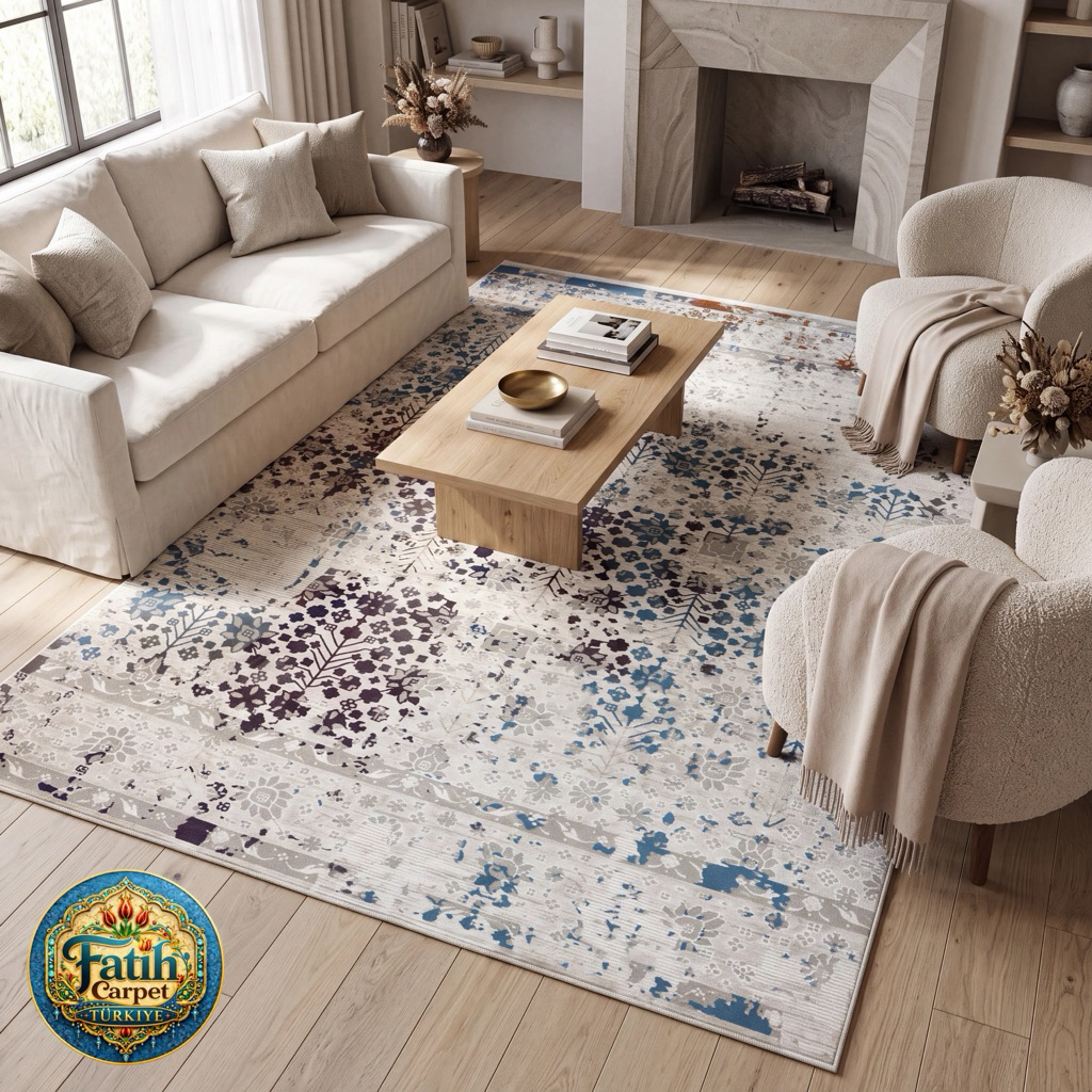 Karpet Minimalis Quadro Import Turki -C323A D grey Hb Blue HB