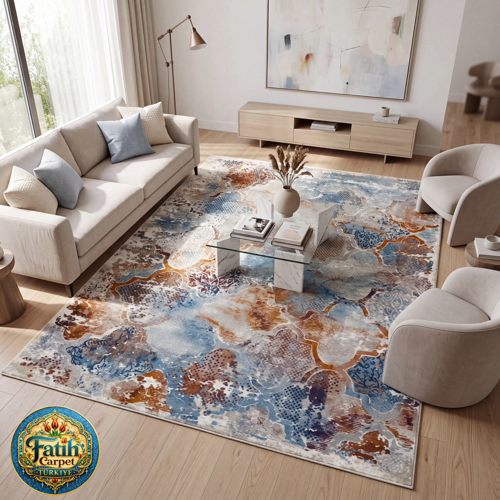 Karpet Minimalis impor Turki merek Quadro- 7901A D Grey Hb Cream