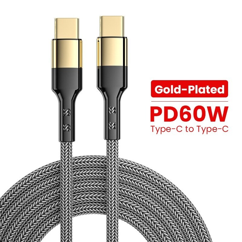 Kabel Charger Tipe C ke Tipe C PD 60W Pengisian Cepat USB C ke USB C Kabel Data Pengisian Super Cepa
