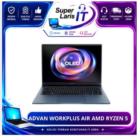 Advan Workplus Air Laptop AMD Ryzen 5 7535HS ram 16GB ssd 512GB 14" FHD+ OLED Windows 11