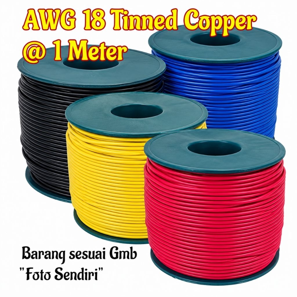 Kabel AWG 18 awm Merah biru kuning hitam Serabut tinned copper awg18