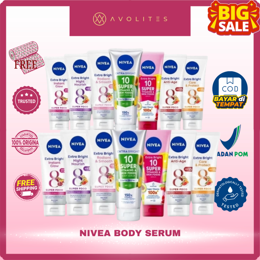 Nivea Body Serum Extra Bright Care & Protect 70ml - 180ml | Night Nourish | Instant Glow | Radiant S