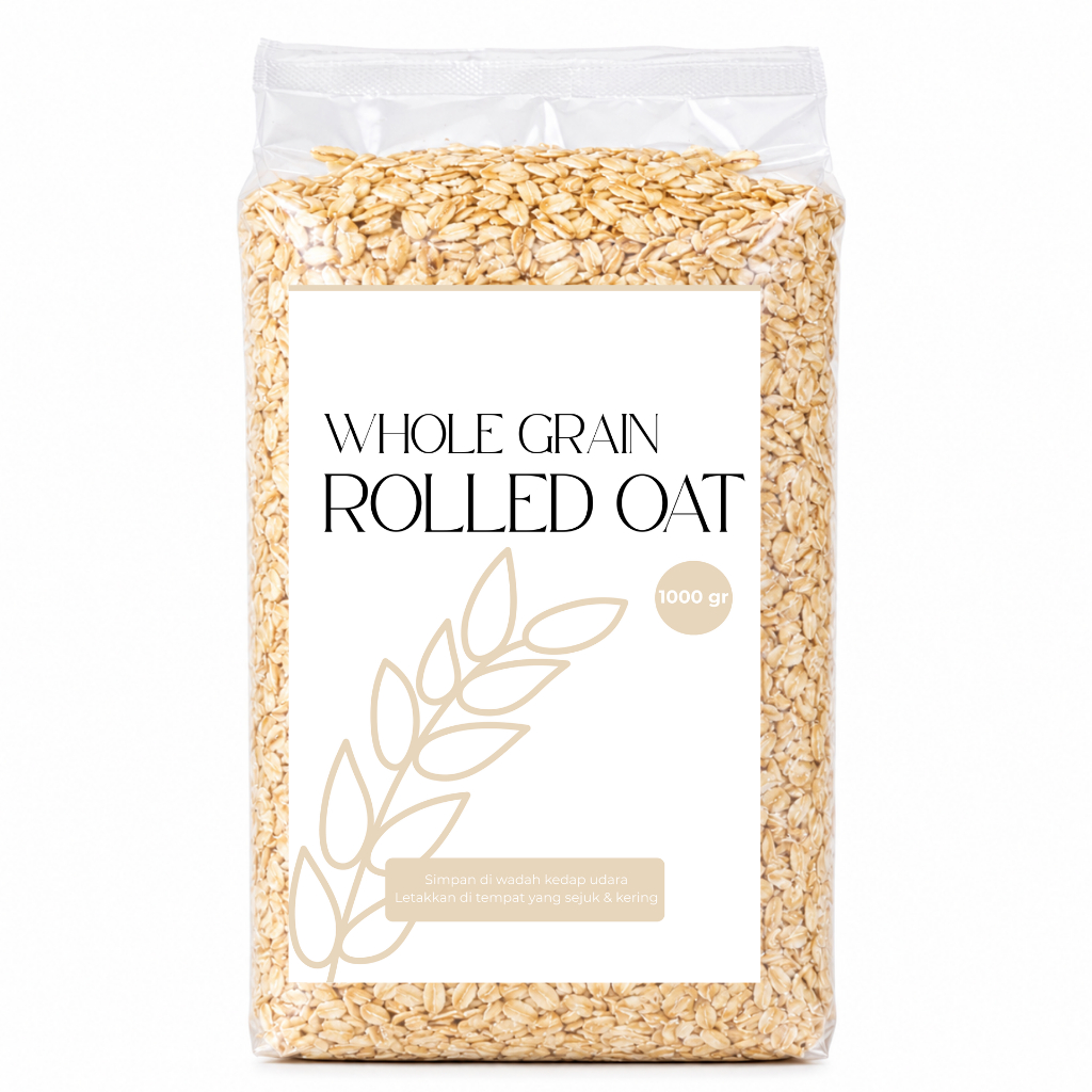 Rolled Oat Pury 1kg 500g- Whole Grain Oatmeal Gandum Utuh Sehat Diet Organik