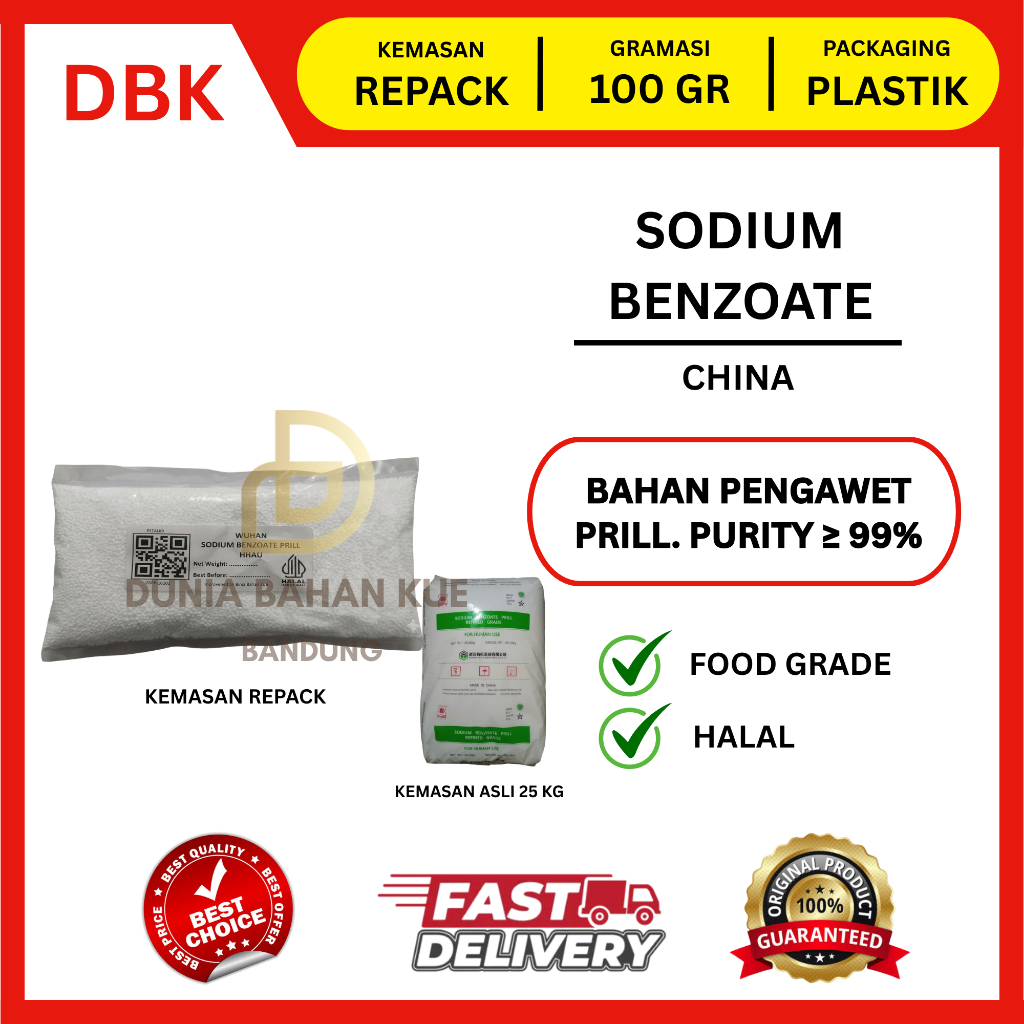 SODIUM BENZOATE WUHAN PRILL HIJAU - 100 GR / SODIUM BENZOAT